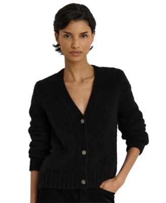 Women's Bruma Cropped V-Neck Rhinestone-Embellished Alpaca & Wool-Blend Cardigan Sweater