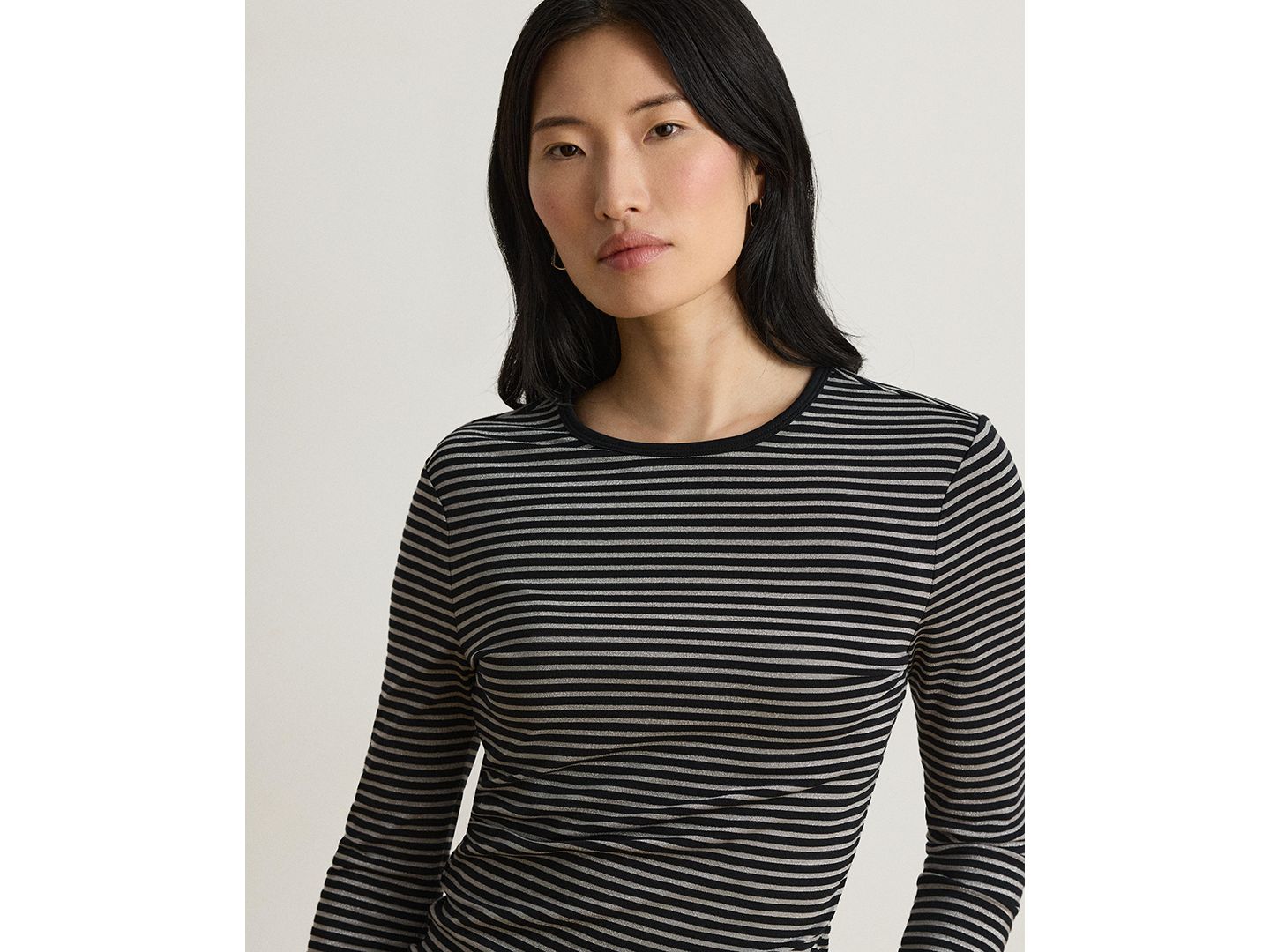 Женская футболка Lauren Ralph Lauren Striped Cotton-Blend Long-Sleeve, цвет: Чёрный / Оловянный — фото 4