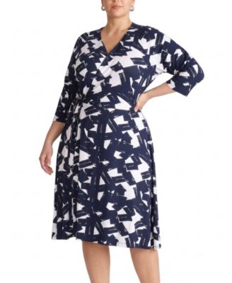 Plus Size The Divine Midi V-Neck 3/4-Sleeve Wrap Dress