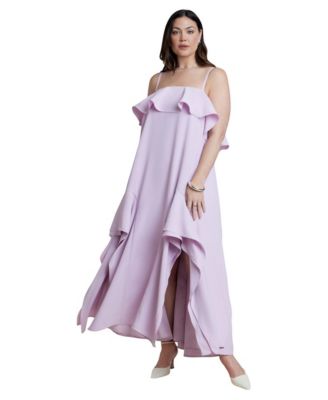 Plus Size Ruffle Detail Maxi Trapeze Dress