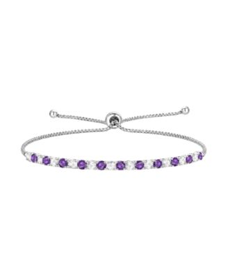 Amethyst (7/8 ct. t.w.) & White Topaz (1-1/6 ct. t.w.) Bolo Bracelet in Sterling Silver (Also available in Blue Topaz, Citrine, Garnet, and Peridot)