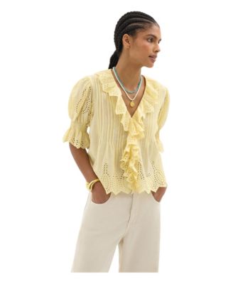 Women's Koa Short-Sleeve V-Neck Ruffle Blouse