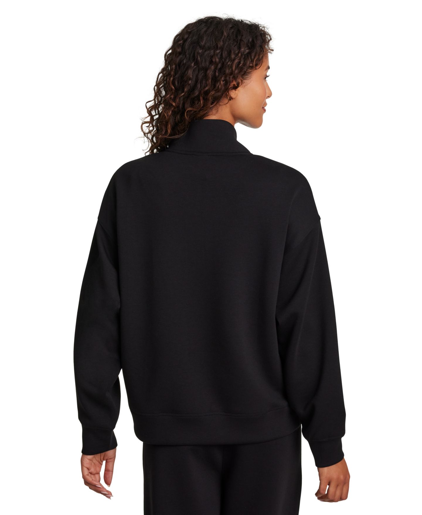 Женский свитшот Reebok Double Knit Cropped Half Zip Long-Sleeve Sweatshirt, цвет: Чёрный — фото 5