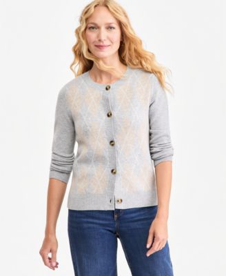 Women's Argyle Long-Sleeve Cardigan