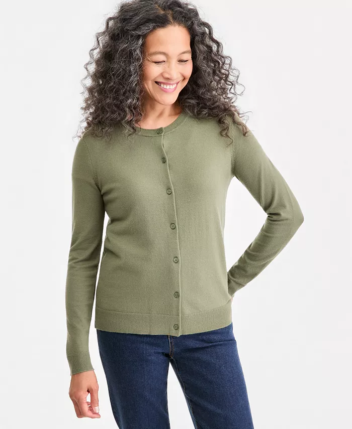 Women's Crewneck Button-Down Cardigan Sweater