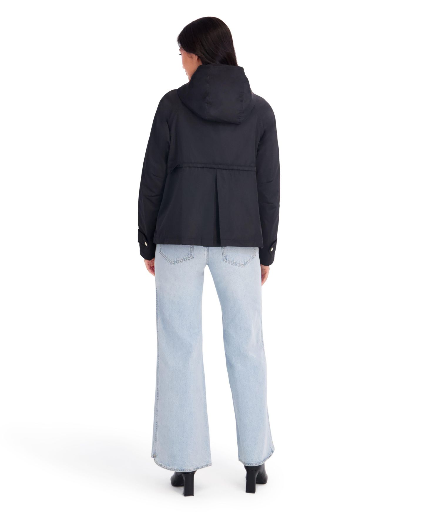 Женская куртка Kensie Satin Hooded With Attached Scarf, цвет: Чёрный — фото 3