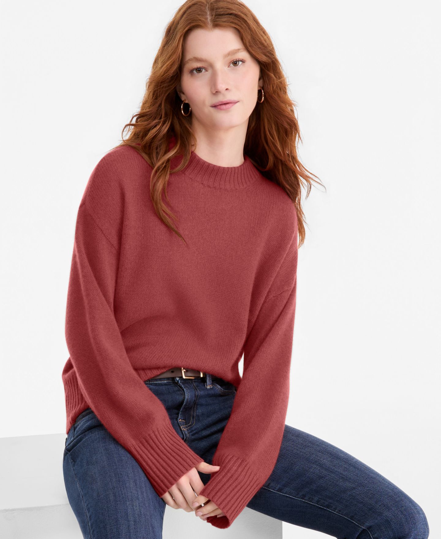 Женский свитер Charter Club 100% Cashmere Relaxed Crewneck, цвет: Медный — фото 1