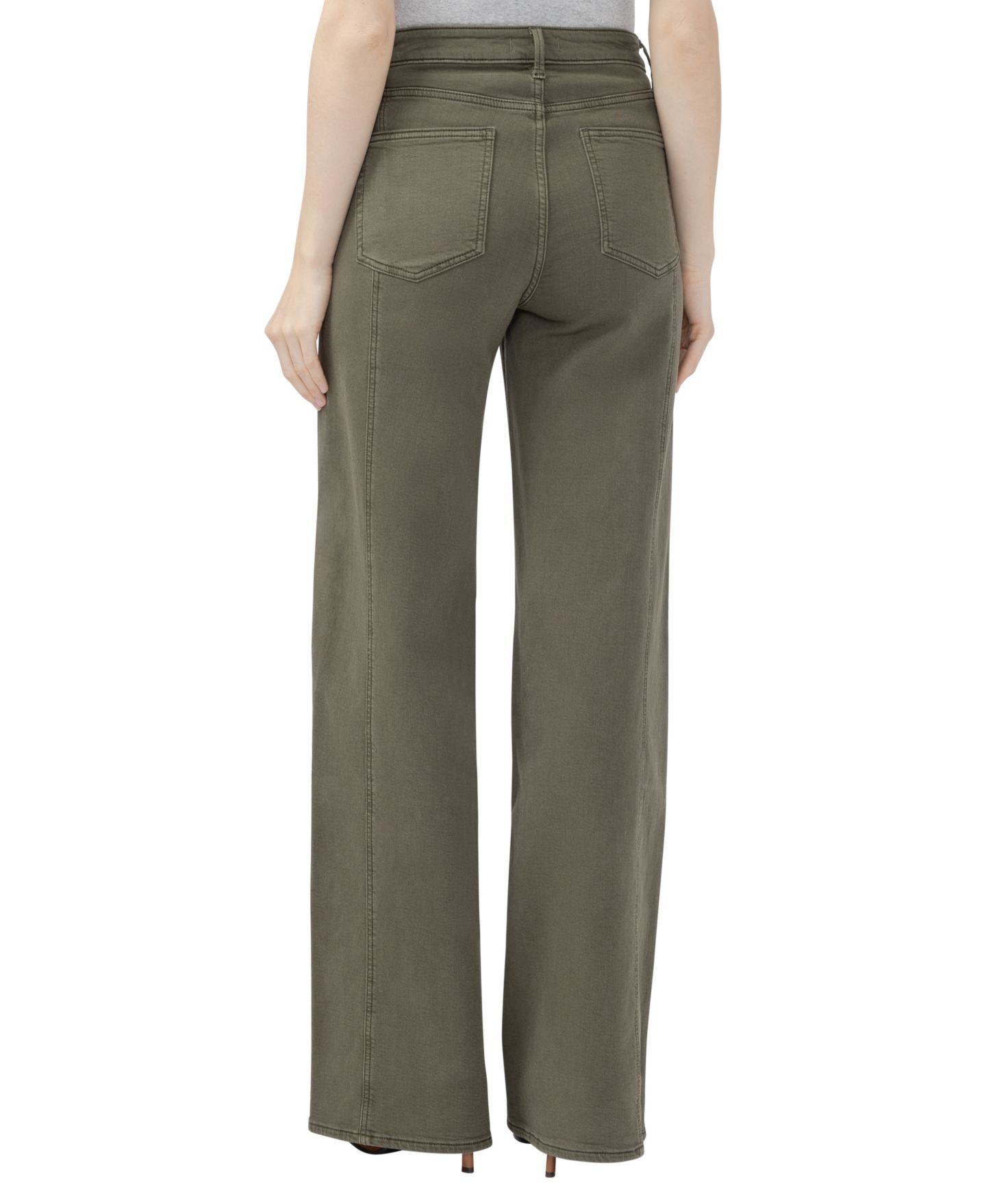 Женские джинсы Silver Jeans Co. Isbister High-Rise Wide-Leg Cotton-Blend, цвет: Тёмный оливковый — фото 3