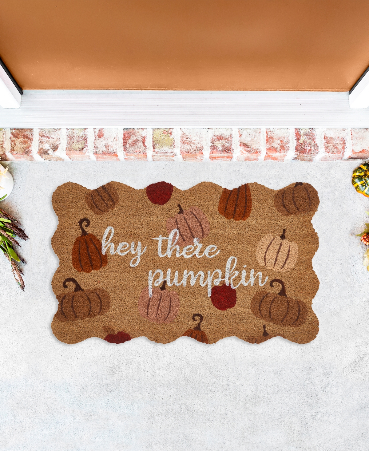 Vcny Home Hey There Pumpkin Outdoor Coir Doormat, 18" x 30"