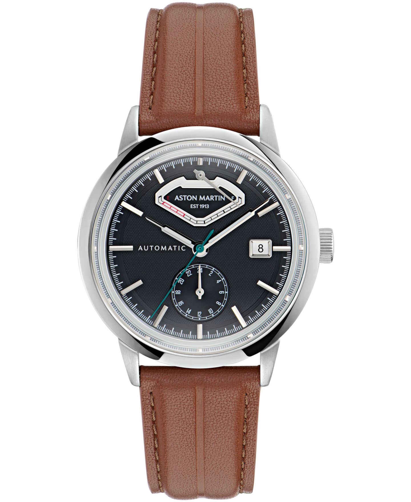 Мужские часы Aston Martin Automatic Round Brown Leather Strap Watch 40mm — фото 1