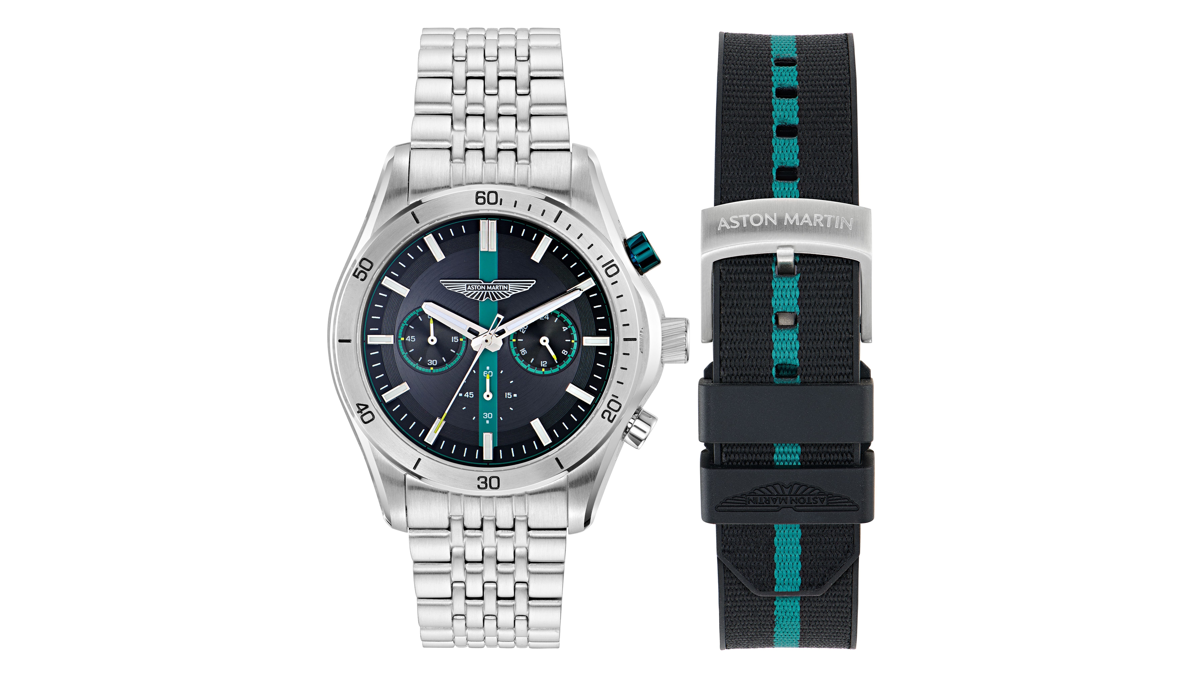 Aston Martin Men's Quartz Three Hand Stainless Steel Bracelet Watch 45mm