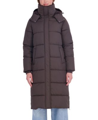 Women's Long Hooded Faux Fur Trimmed Puffer Coat