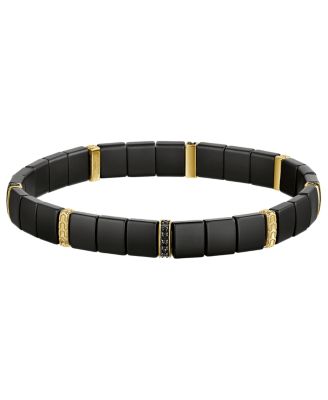 Men's Black Spinel Stretch Bracelet