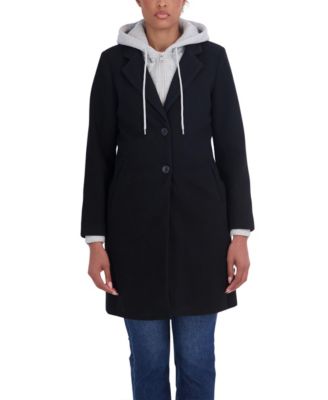 Women's Hooded 3/4 Faux Wool Mid-Length Coat
