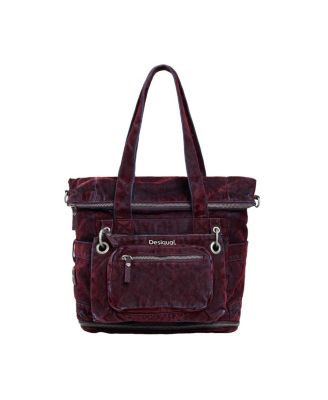 Women's large multi-position backpack in velvet denim