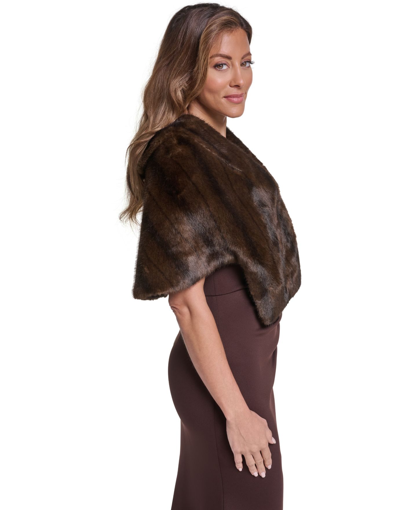 Женские болеро Eliza J Faux-Fur Shrug, цвет: Mnk — фото 3