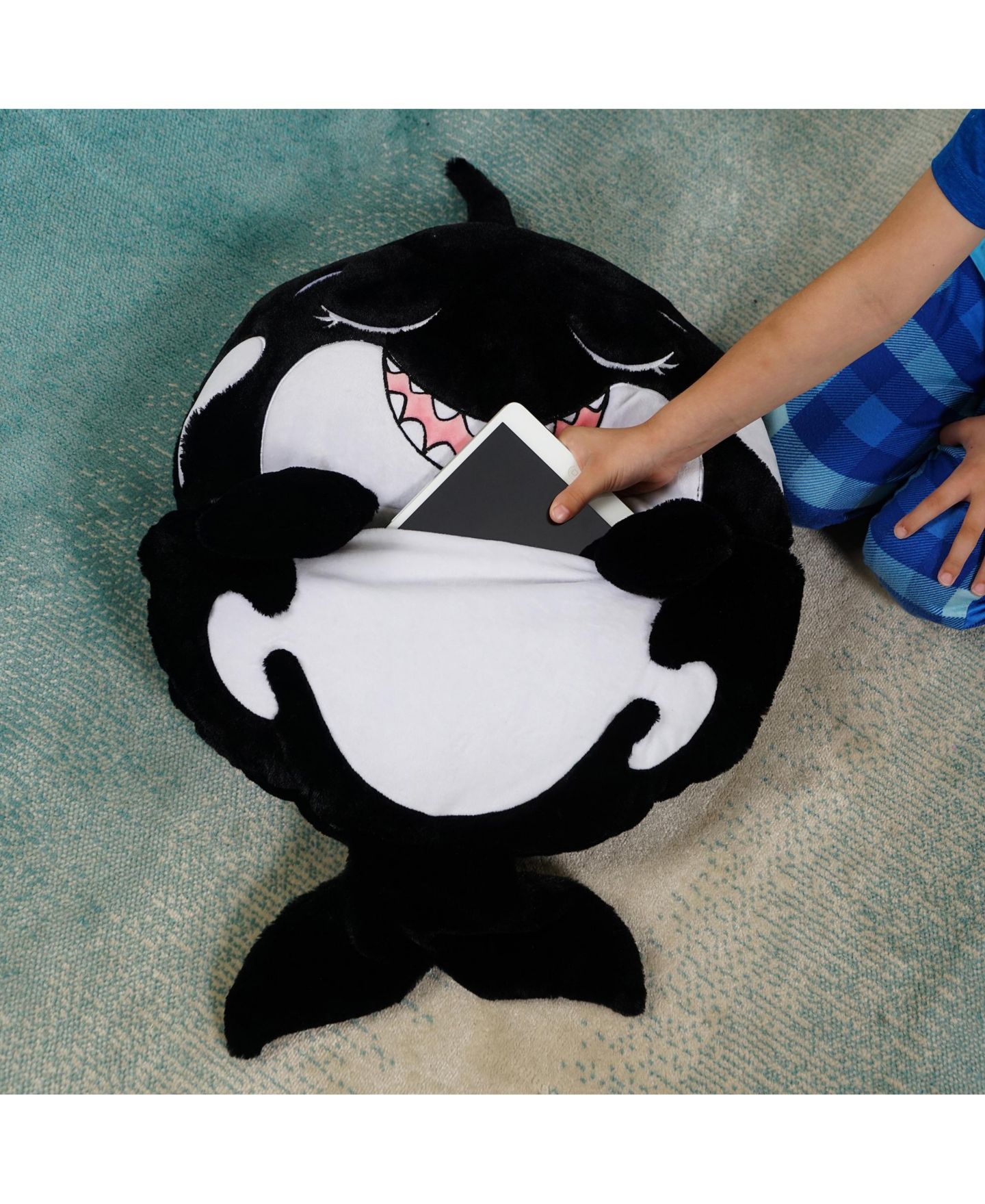 Детские мягкие игрушки Happy Nappers Ozzy The Shark Medium 2-in-1 Weighted-Arms Pillow and Sleeping Bag — фото 5