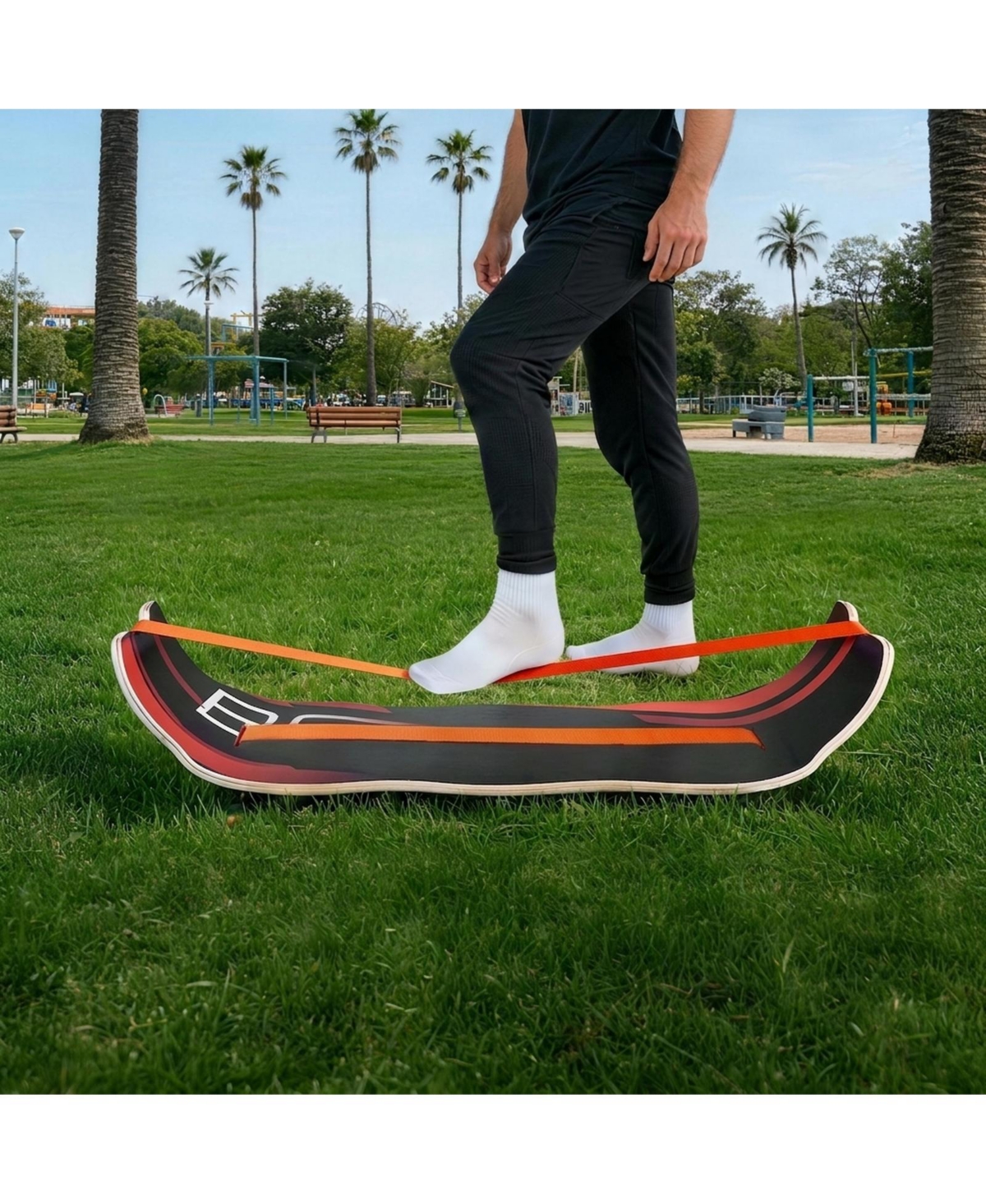 Sugift 42 In Curved Wooden Balance Board Trainer for Core Workouts and Standing Desk Use