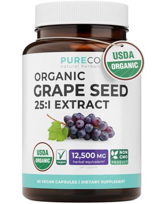 Grape Seed Extract Capsules, 25:1 Grape Seed Extract, 12,500 Milligram Herbal Equivalent, 60 Capsules