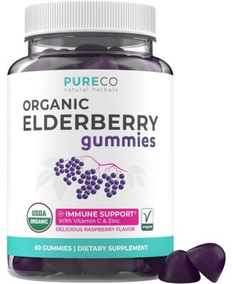 Elderberry Gummies, Elderberry with Vitamin C and Zinc, 60 Gummies