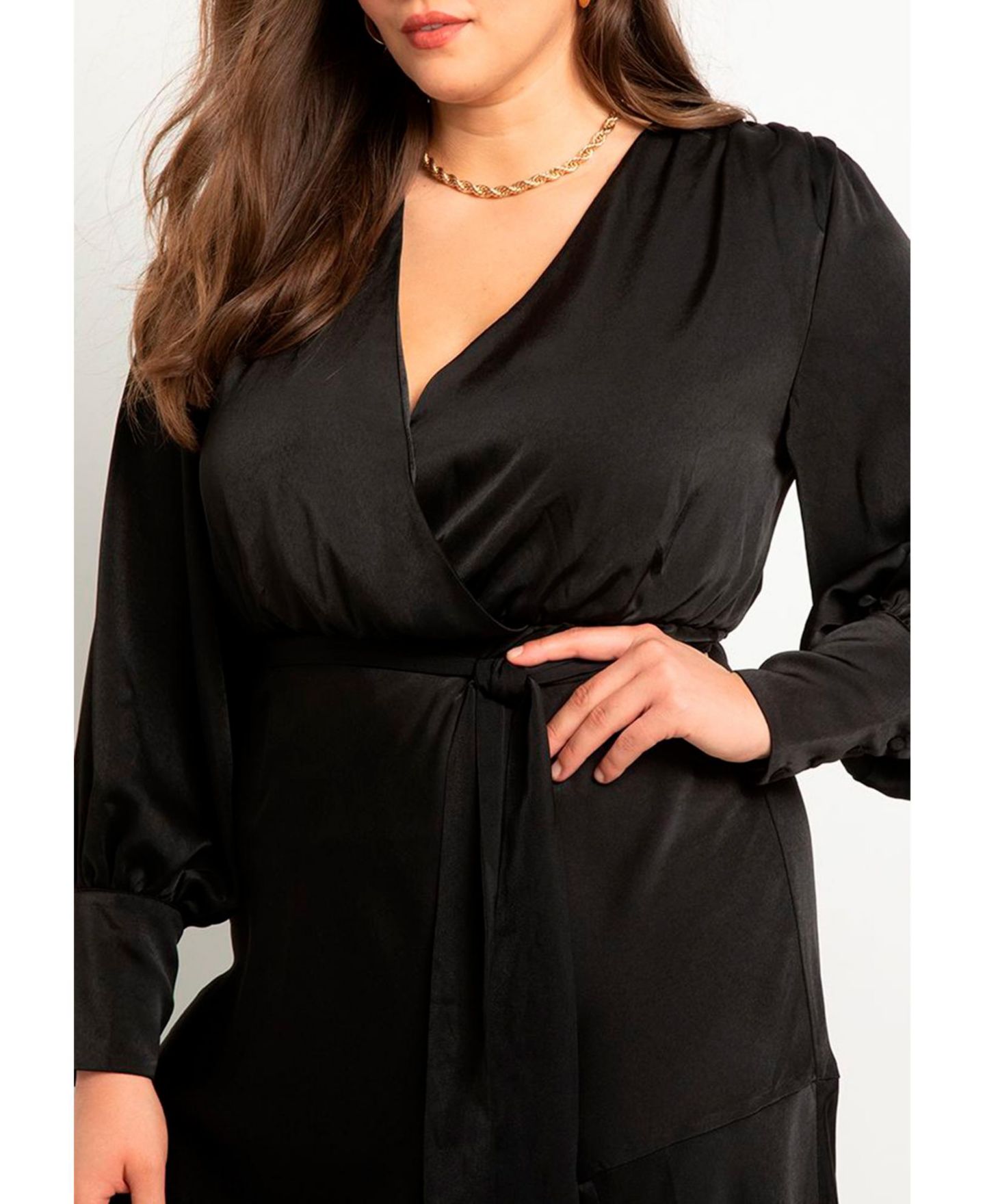 Женское платье ELOQUII Satin Maxi, цвет: Чёрный оникс — фото 4