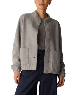 Women's Stand Collar Boiled Wool Short Jacket