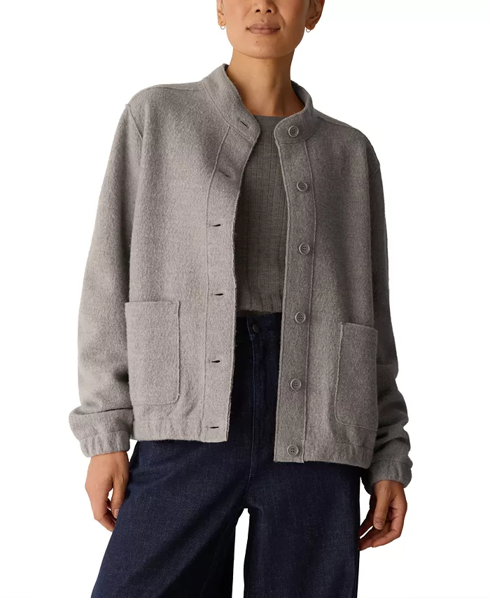 Women's Stand Collar Boiled Wool Short Jacket - thumbnail 5