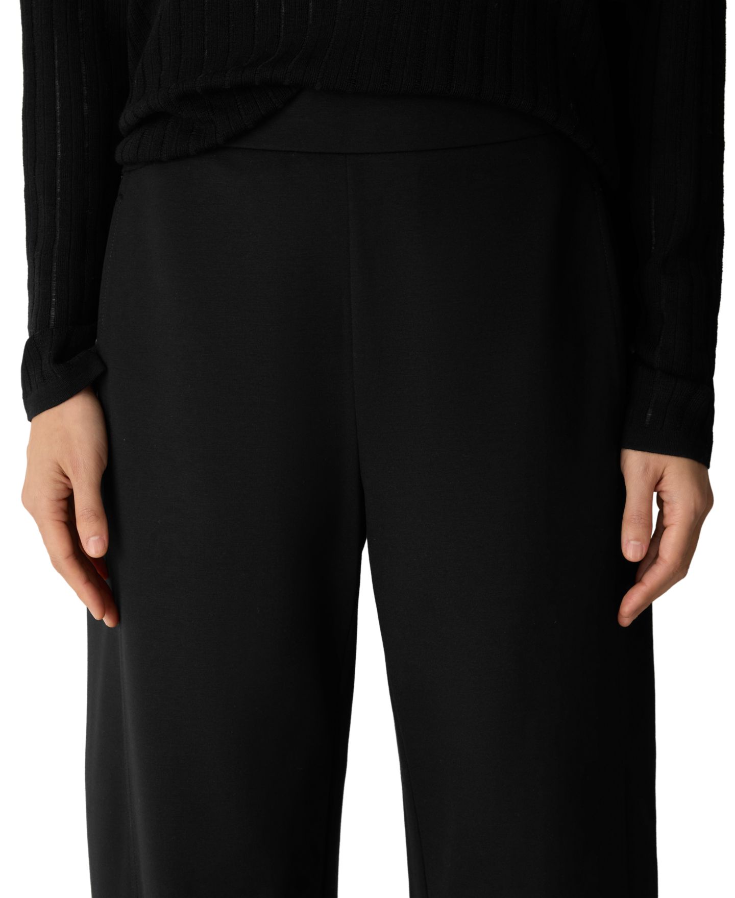 Женские брюки Eileen Fisher Pull-On High-Rise Doubleknit Lantern, цвет: Чёрный — фото 3