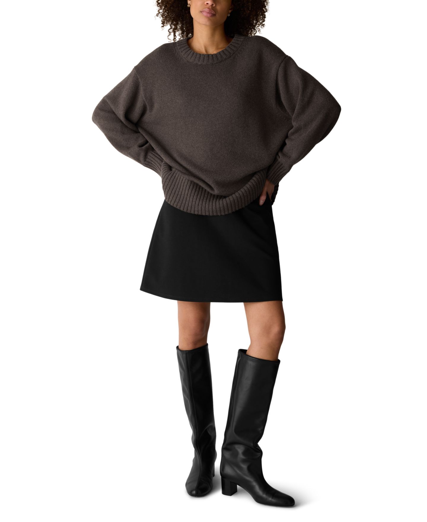 Женская юбка Eileen Fisher Flared Mini Elastic-Waist, цвет: Чёрный — фото 2