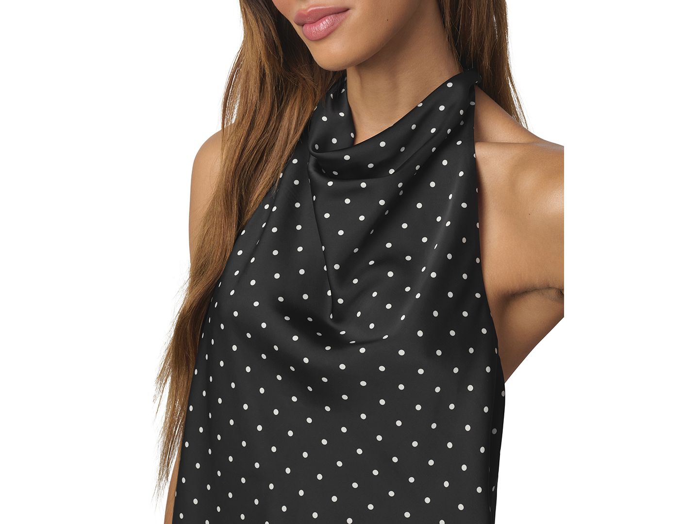 Женский топ Joe's Jeans Ines Polka-Dot Draped Halter, цвет: Чёрный в горошек — фото 6