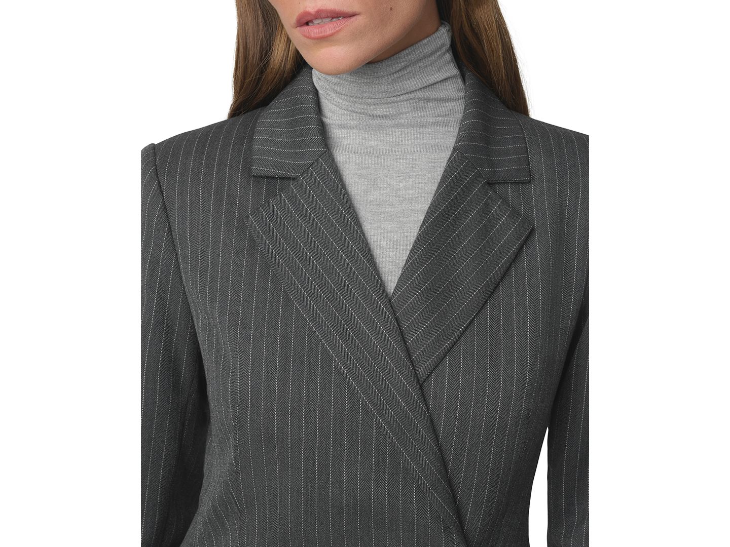 Женский пиджак Joe's Jeans Mecah Pinstripe Polyester/Wool-Blend Unlined Blazer, цвет: Угольный — фото 4