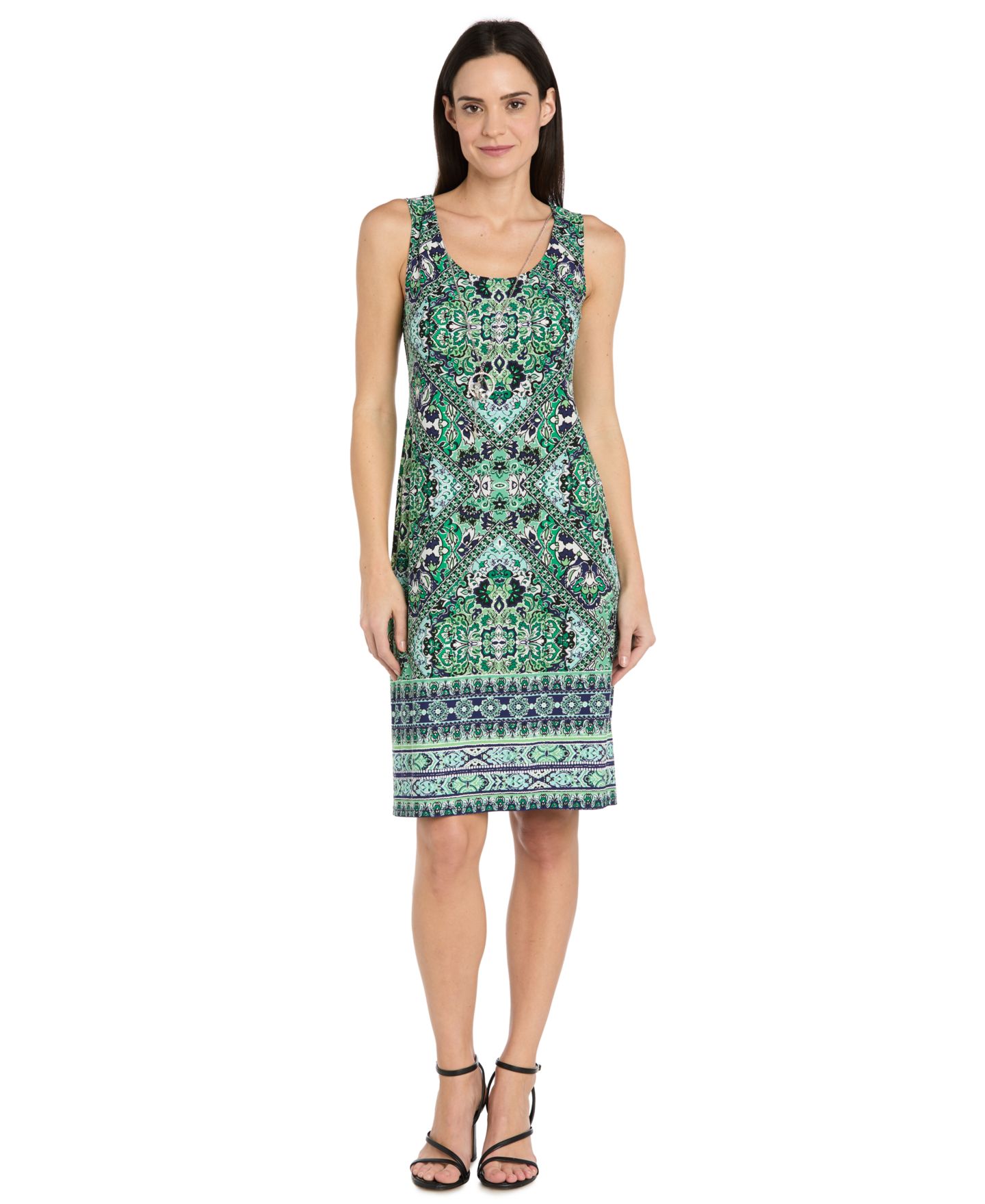 Женские комплекты R & M Richards Petite A-Line Dress and Jacket Set, цвет: Тёмно-синий / Зелёный — фото 2