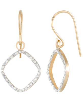 Diamond Square Fishhook Drop Earrings (0.01 ct. t.w.) in 10k Yellow Gold