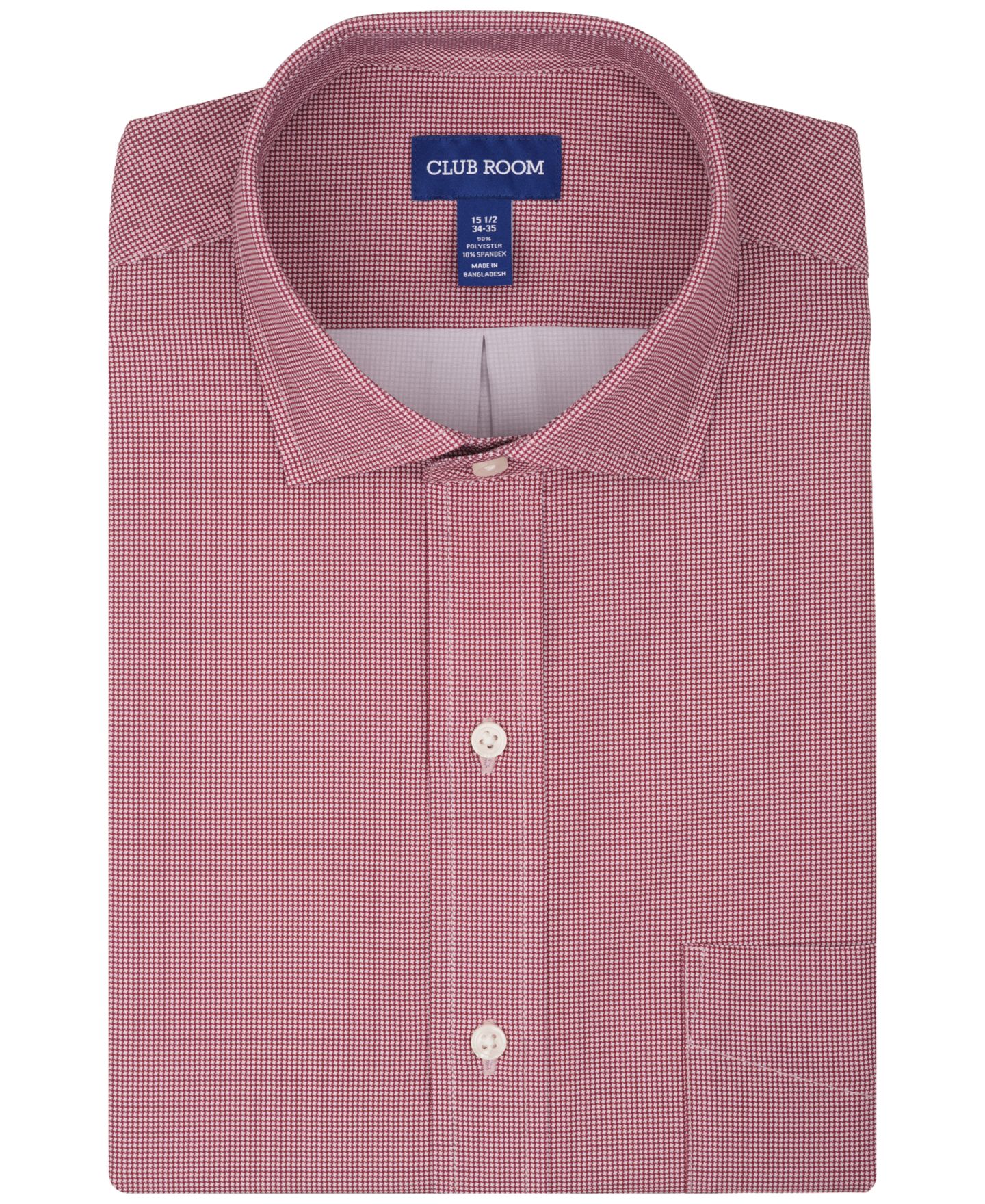 Мужская рубашка Club Room Regular-Fit Houndstooth Dress Shirt, цвет: Кирпичный рубиновый — фото 6
