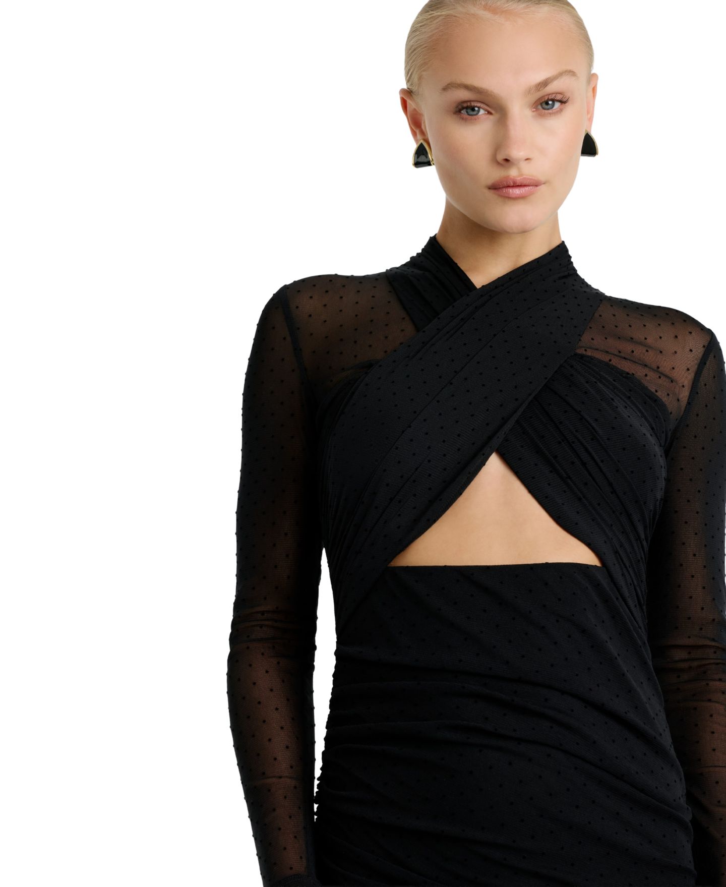 Женское платье Bardot Veria Long-Sleeve Mesh Maxi, цвет: Чёрный — фото 4