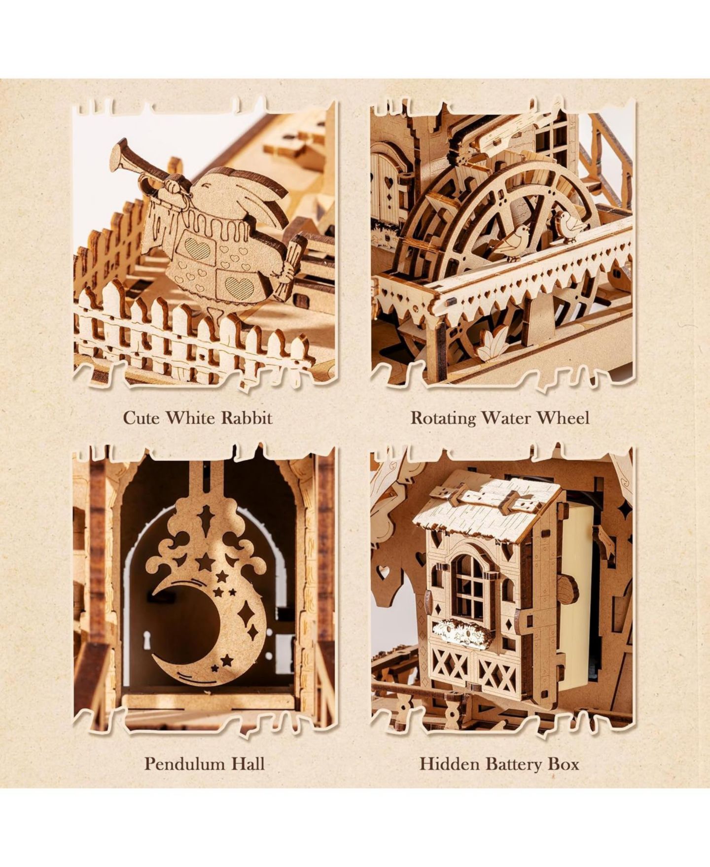 Детские конструкторы Robotime 3D Wooden Puzzles for Adults-Cuckoo Clock Wooden Models for Adults to Build-435 Piece Model Kit Gift for Craft Enthusiast Model Building Set — фото 4