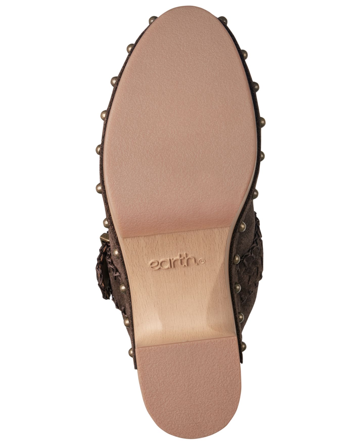 Женские сабо Earth Gilly Suede Studded Block Heel, цвет: Тёмный коричневый замшевый — фото 5