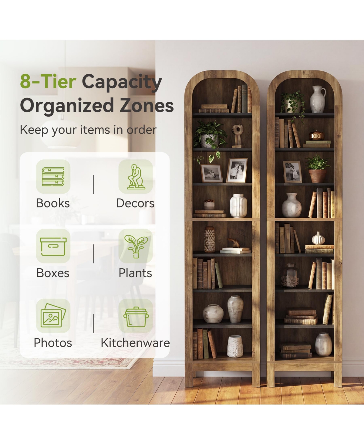 Tribesigns 71.25" Tall 8-Tier Bookshelf, Corner Shelf for Home Office