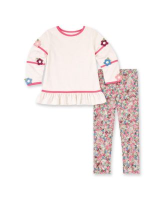 Little Girls (4-6X) Knit Tunic Set with Flowers