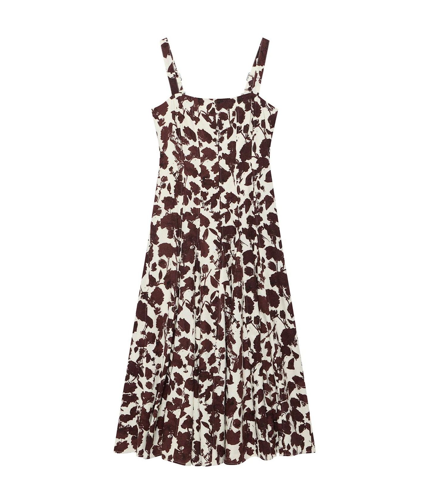Женское платье Mint Velvet Floral-Print Sleeveless A-Line Linen-Blend Midi — фото 6