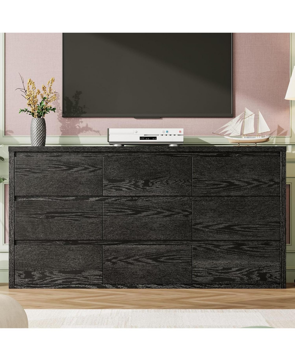 gaomon 9-Drawer Wood Dresser, Wide Modern Chest of Drawers, Storage Organizer for Bedroom, Living Room