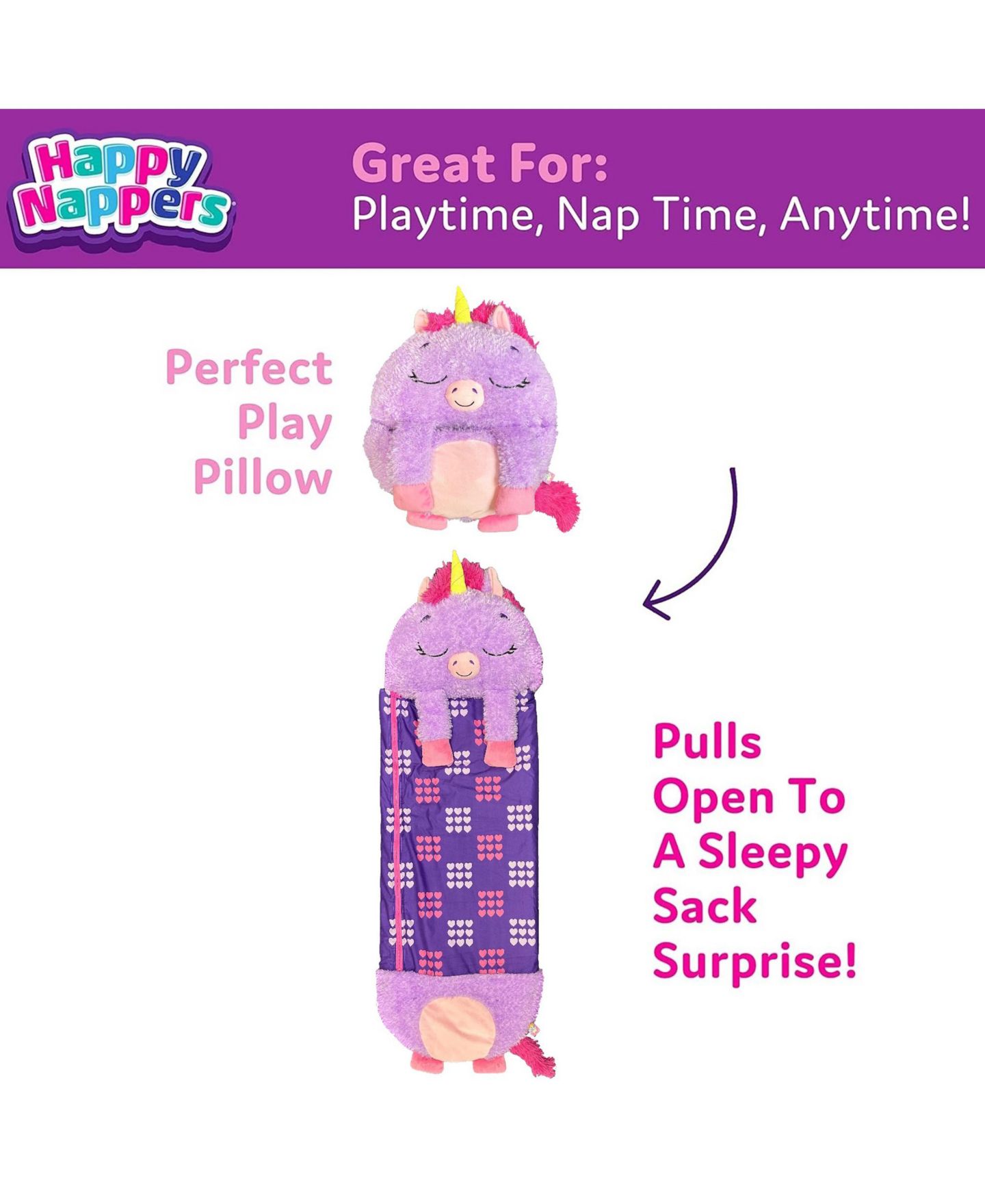 Детская сумка Happy Nappers Unicorn Large Plush Sleeping Bag — фото 4