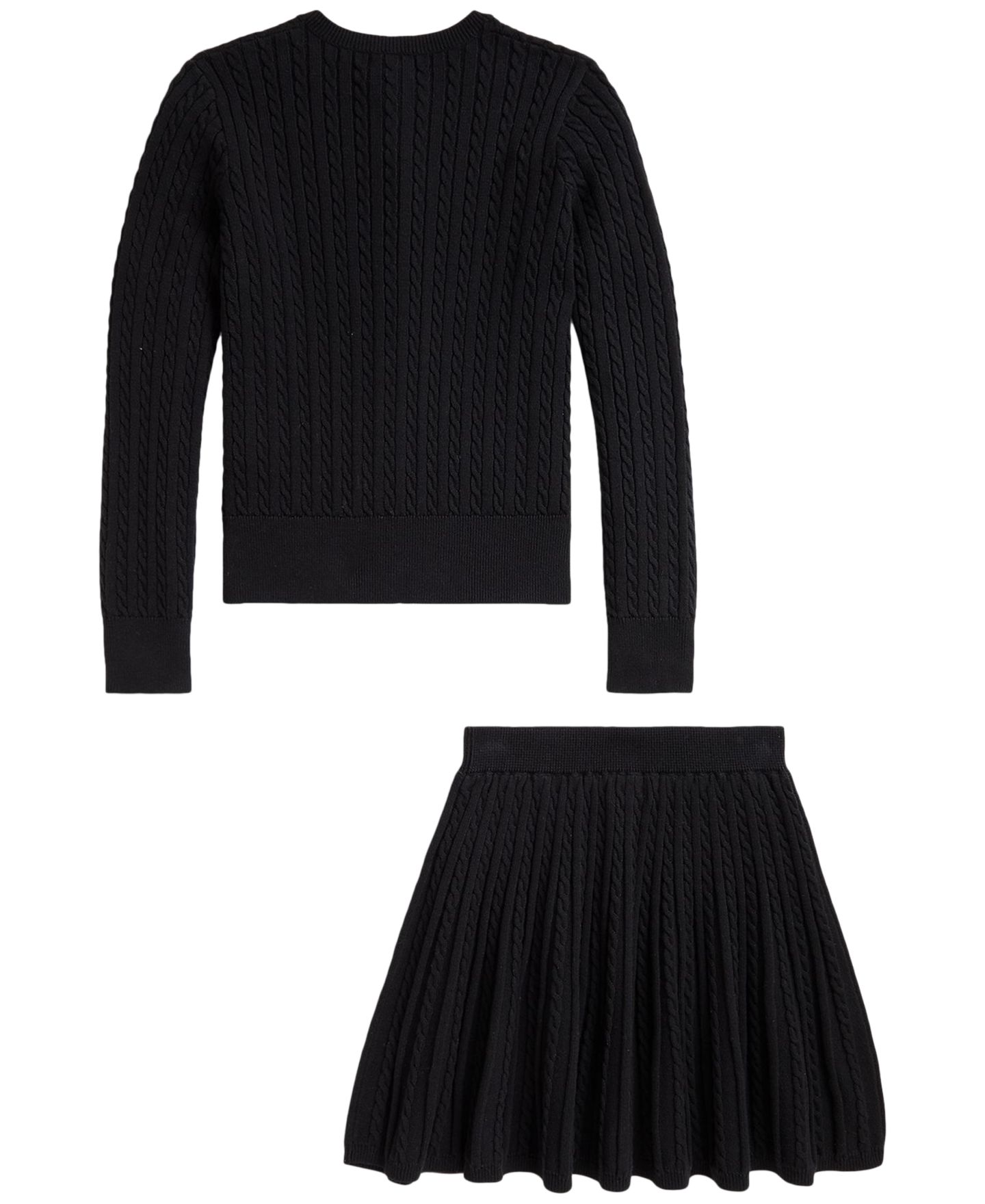 Polo Ralph Lauren Girls' 7-16 Mini-Cable Cardigan and Skirt, 2-Piece Set, цвет: Чёрный — фото 5