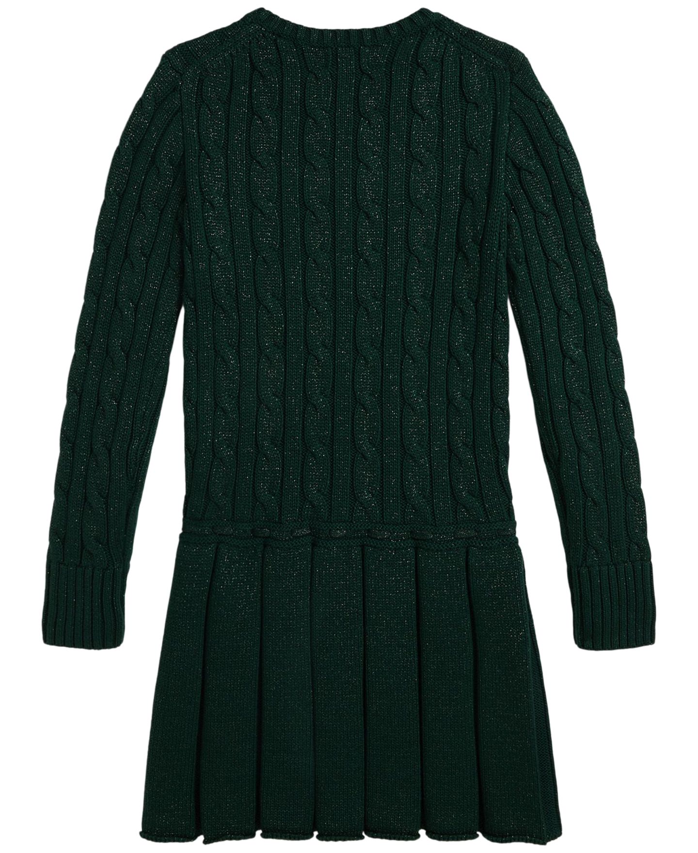 Платье Polo Ralph Lauren Metallic Cable-Knit Sweater Dress для девочек, цвет: Мох — фото 5