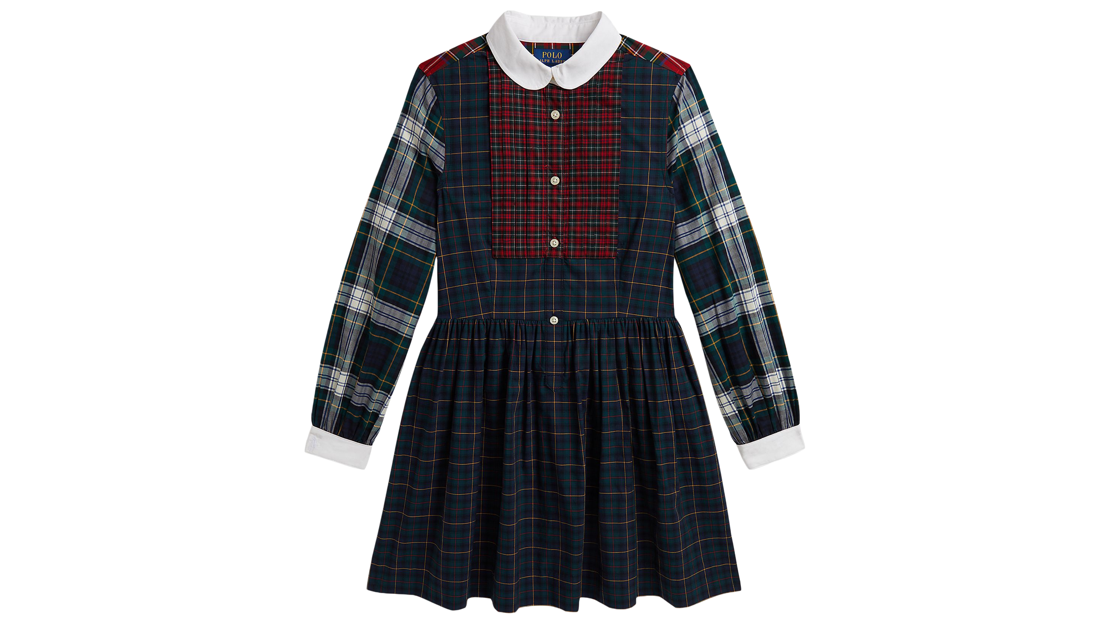 Polo Ralph Lauren Girls' 7-16 Plaid Cotton Poplin Fun Shirt Dress