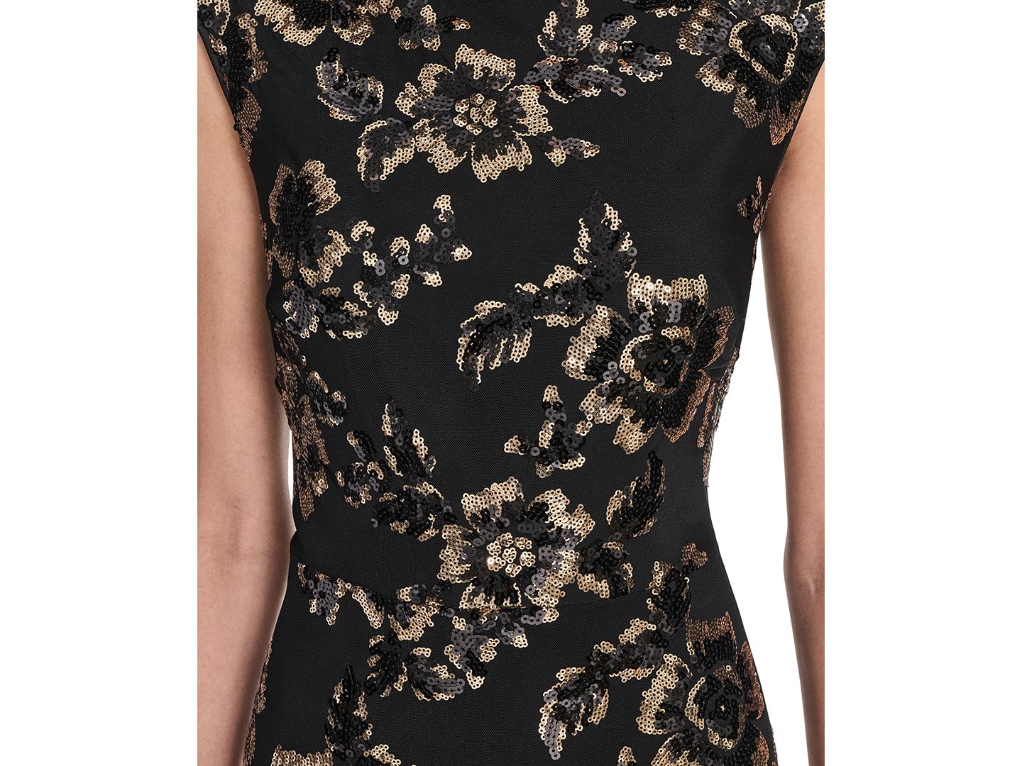 Женское платье Eliza J Floral-Print Sequined Boat Neck Gown, цвет: Серый — фото 4