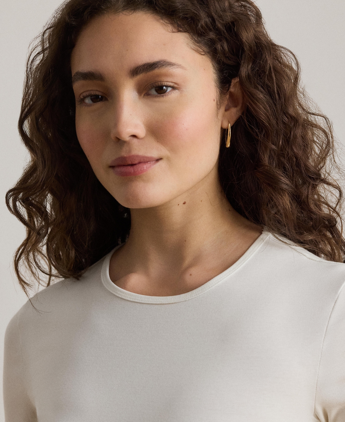Lauren Ralph Cotton-Blend Long-Sleeve Top