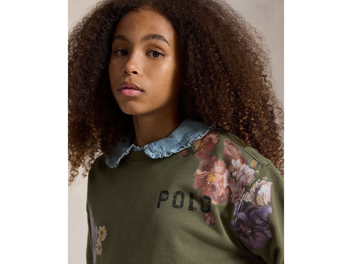 Толстовка Polo Ralph Lauren Floral Fleece для девочек, цвет: Оливковый — фото 3