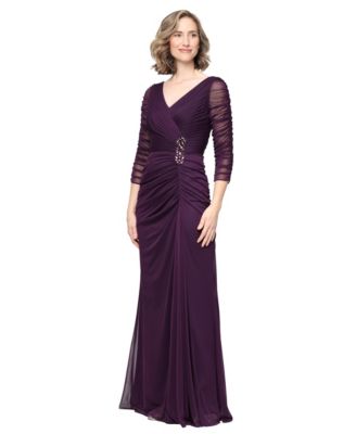 Women's Embellished V-Neck Mesh Gown