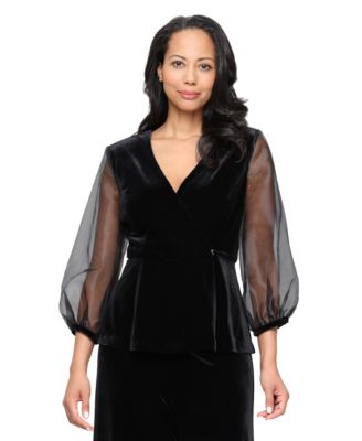 Women's Stretch Velvet 3/4-Sleeve Twinset